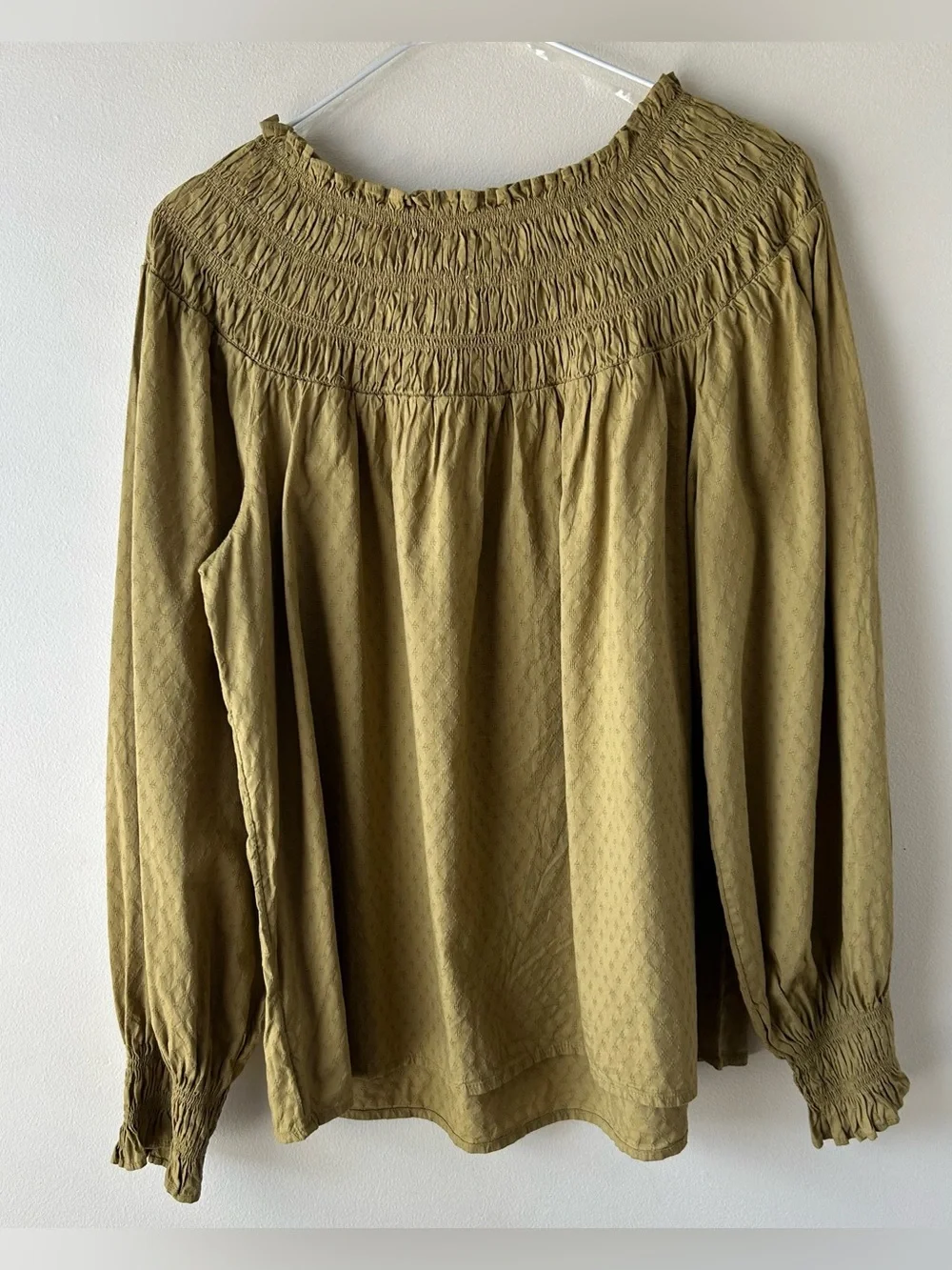 Universal Thread Peasant Cottagecore Smocked Collar Blouse Top Green M - Picture 6 of 6